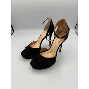 Jessica Simpson Black Suede Pltfrm Ankle Strap Heels Size 7